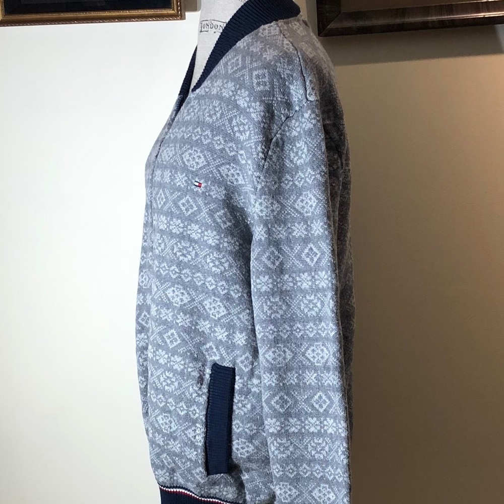 Tommy Hilfiger White & Gray Knit Zip Cardigan XL - Picture 8 of 13
